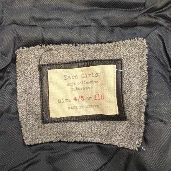 Zara Gray Kids Pea Coat with Faux Fur Hood - Picture 4 of 5